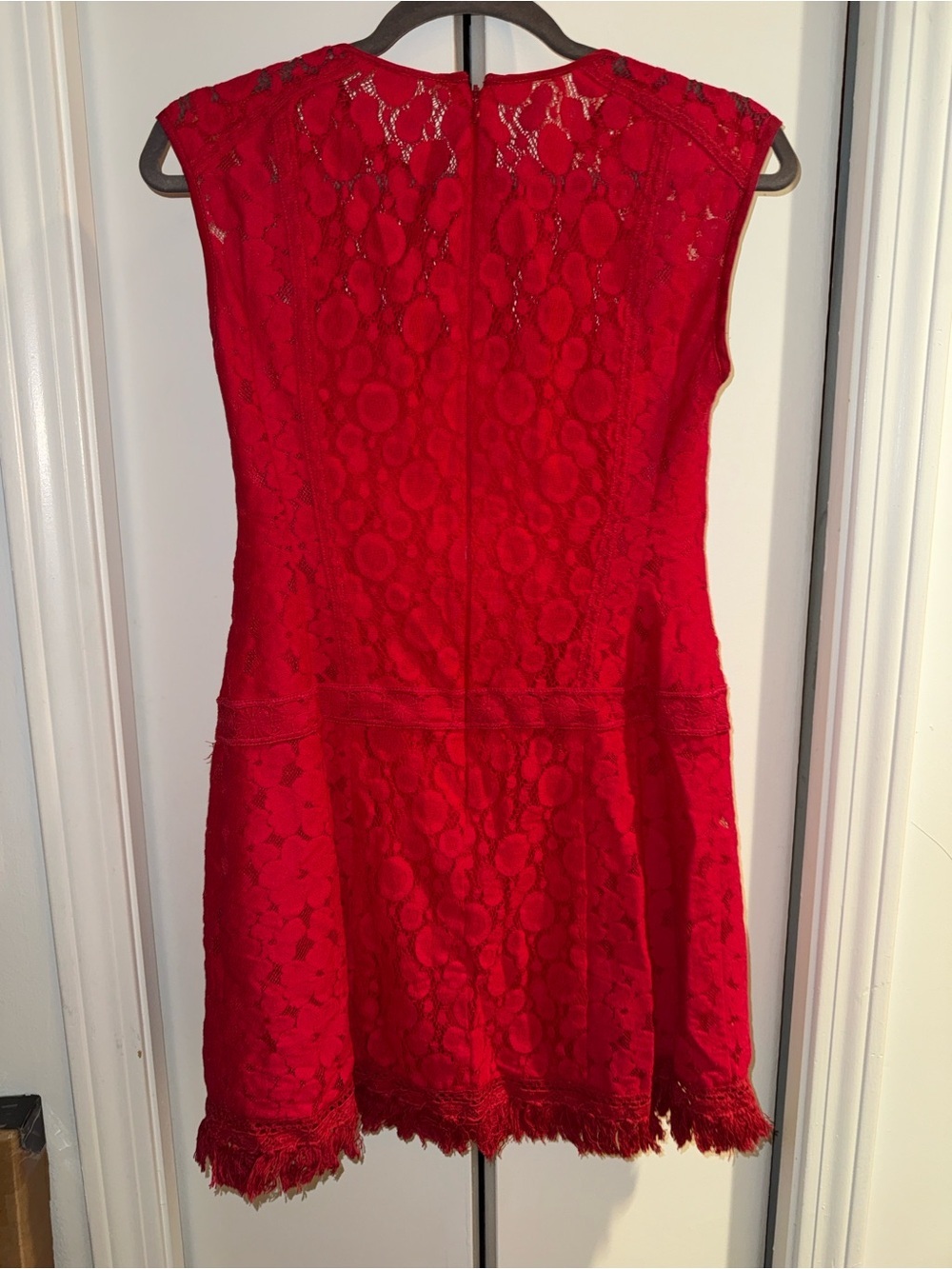 Nanette Lepore Red Lace Fringe Shift Dress - Picture 3 of 4